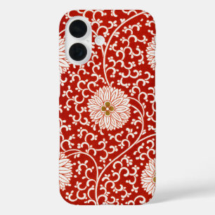 Coques iPhone 16 Owen Jones Ornement Chinois Fleurs Rouges et Blanc