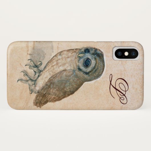 Coques Case-Mate iPhone OWL, PIink, Sepia Monogramme (Dos (Horizontal))