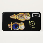 Coques Case-Mate iPhone OWLS DE JEWEL, Or, Saphir Bleu, Noir (Dos (Horizontal))