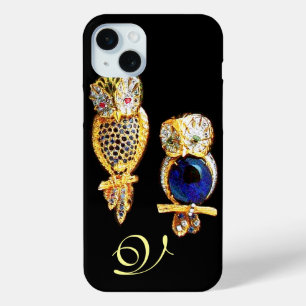 Coque iPhone 15 Mini OWLS JEWEL, Or, Sapphire Bleu, Topaz Pearle Blanch