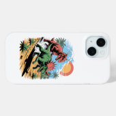 Coques Case-Mate iPhone Pachyrhinosaurus courant devant un Carnotaurus (Verso (horizontal))