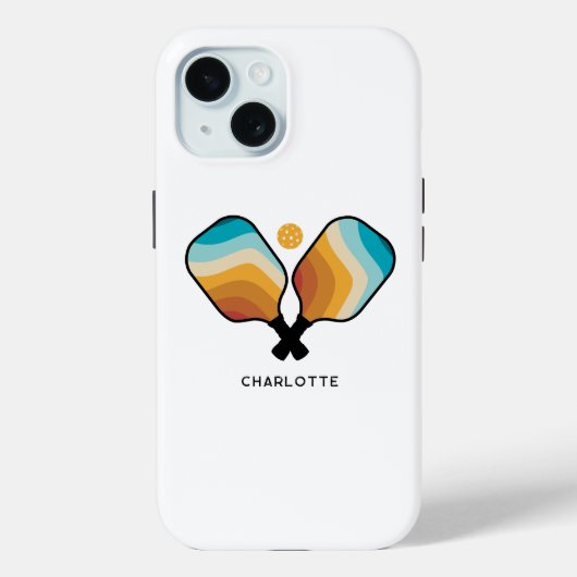 Coques Case-Mate iPhone Pagaies de pickleball & Ball Nom personnalisé (Verso)