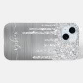 Coques Case-Mate iPhone Pailleté Argent Clair Signature Glam (Verso (horizontal))