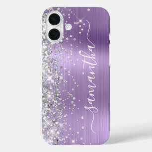 Coques iPhone 16 Plus Pailleté Argent Clair Violet Métallisé Féminin