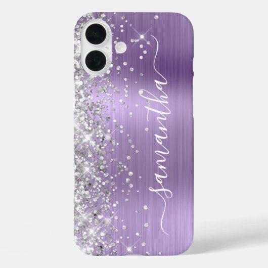 Coques Case-Mate iPhone Pailleté Argent Clair Violet Métallisé Féminin (Verso)