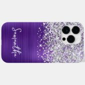 Coques Case-Mate iPhone Pailleté Argent Paillettes Améthyste Glamour Nom (Verso (horizontal))