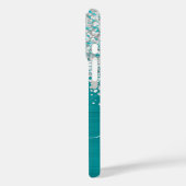 Coques Case-Mate iPhone Pailleté Argent Turquoise Bleu Glam Nom (Verso / Gauche)