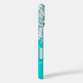 Coques Case-Mate iPhone Pailleté Argent Turquoise Bleu Glam Nom (Verso / Droite)