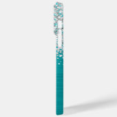 Coques Case-Mate iPhone Pailleté Argent Turquoise Bleu Glam Nom (Verso / Gauche)