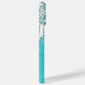 Coques Case-Mate iPhone Pailleté Argent Turquoise Bleu Glam Nom (Verso / Droite)