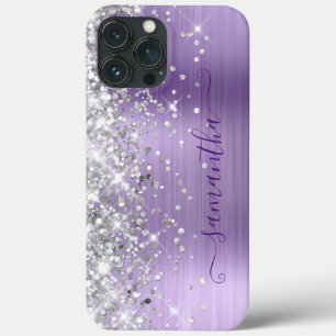 Case-Mate iPhone Case Pailleté Argent Violet Clair Feuille Métal Signatu