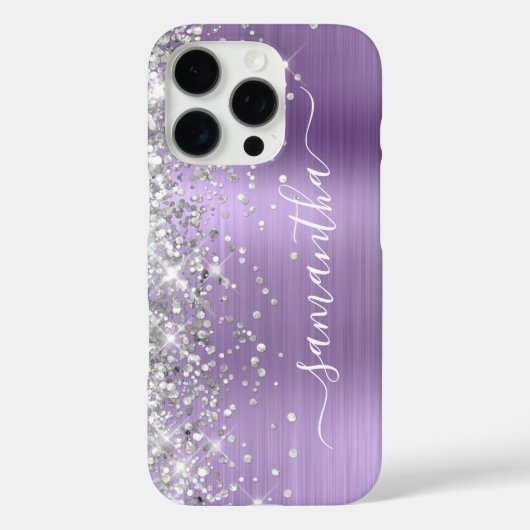 Coques Case-Mate iPhone Pailleté Argent Violet Clair Métallisé Féminin (Verso)