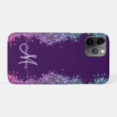 Coques Case-Mate iPhone Pailleté Monogramme Moderne Violet Bleu Vert Clair (Dos (Horizontal))