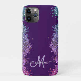 Case-Mate iPhone Case Pailleté Monogramme Moderne Violet Bleu Vert Clair