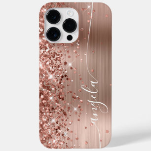 Coque Pour Pour iPhone 14 Pro Max Pailleté Or Rose Glam Signature