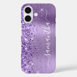 Coques iPhone 16 Pailleté Violet Clair Signature Glamour Féminin