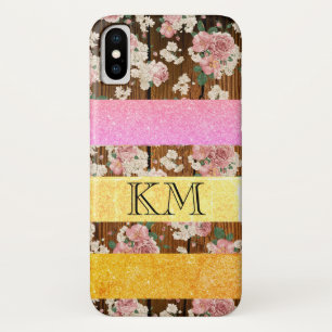 Case-Mate iPhone Case Pailletés de couleur élégante avec monogramme Bois