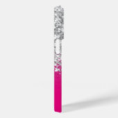 Coques Case-Mate iPhone Paillettes Argent et Rose Chaud Glam (Verso / Droite)