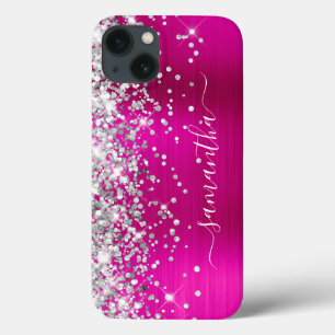 Case-Mate iPhone Case Paillettes Argent Rose Chaud Feuille Métal Signatu