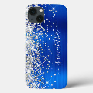Case-Mate iPhone Case Paillettes Argent Signature Royale Bleue Féminine