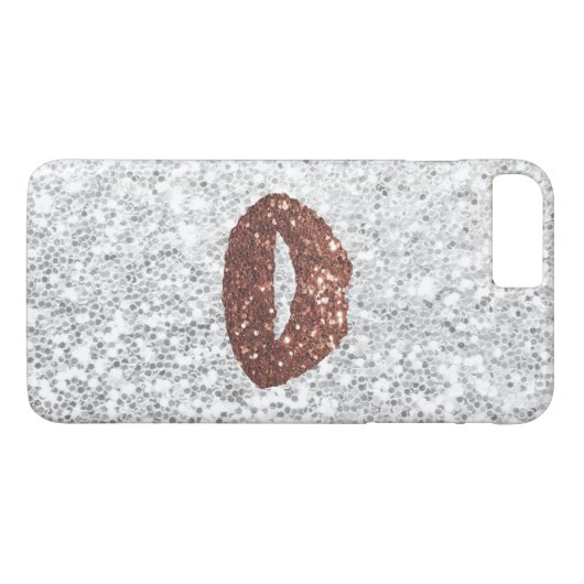 Coques Case-Mate iPhone Paillettes argentées chics de lèvres roses (Dos (Horizontal))
