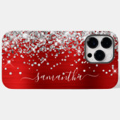 Coques Case-Mate iPhone Paillettes Argentées Feuille de Cuivre Moderne Sig (Verso (horizontal))