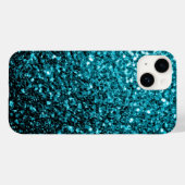 Coques Case-Mate iPhone Paillettes bleu aqua scintillent (Verso (horizontal))