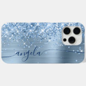 Coques Case-Mate iPhone Paillettes Bleu Clair Glam Navy Signature (Verso (horizontal))