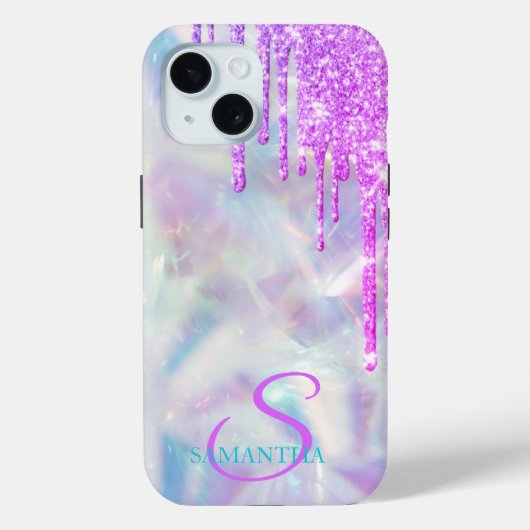 Coques Case-Mate iPhone Paillettes Branchées Dégradé Holographique Froid (Verso)