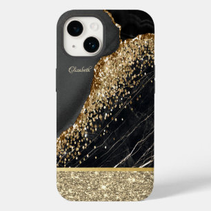 Coque Pour iPhone 14 Paillettes de glitter doré élégant et stylé sur ma