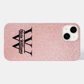 Coques Case-Mate iPhone Paillettes de Monogramme en Or Rose | Étincelle Mo (Verso (horizontal))