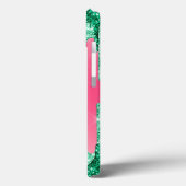 Coques Case-Mate iPhone Paillettes de monogramme qui dégoulinent Rose Vert (Verso / Gauche)
