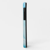 Coques Case-Mate iPhone Paillettes de style Agate Bleu & Blanc, Nom DIY (Dos/Gauche)
