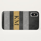 Coques Case-Mate iPhone Paillettes de style avec monogramme (Dos (Horizontal))