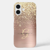 Coques Case-Mate iPhone Paillettes dorées, monogramme doré, nom en script  (Verso)