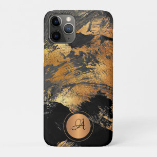 Case-Mate iPhone Case Paillettes dorées noir élégant abstrait monogrammé