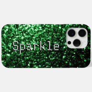 Coque iPhone 15 Pro Max Paillettes fausses vert foncé scintillent Votre te