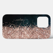 Coques Case-Mate iPhone Paillettes Fille Moderne Scintillant Douce 16 Noir (Verso (horizontal))