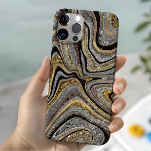 Case-Mate iPhone Case Paillettes Glam Brillant fille marbre art gris or