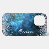 Coques Case-Mate iPhone Paillettes Moderne Féminin Éclat Douce 16 Bleu Mar (Verso (horizontal))