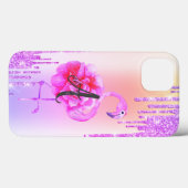 Coques Case-Mate iPhone Paillettes modernes, Dégradé, Monogramme, Flamant (Verso (horizontal))