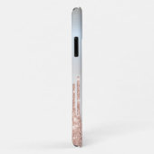 Coques Case-Mate iPhone Paillettes modernes gouttes rose or, monogramme ar (Dos/Droite)