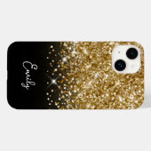 Coques Case-Mate iPhone Paillettes Noir et Or Glam (Verso (horizontal))