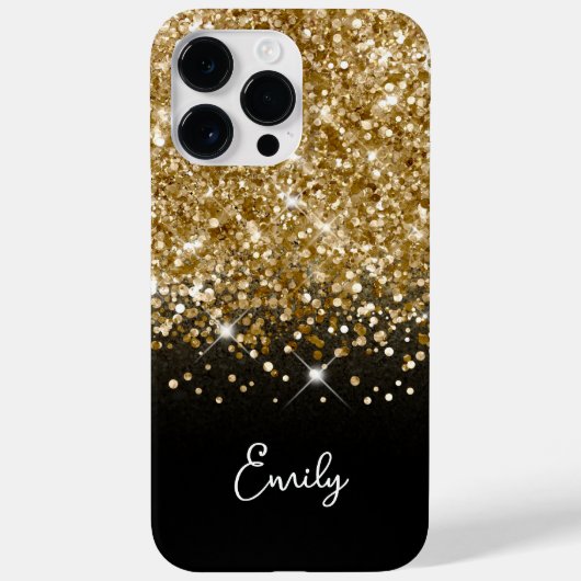 Coques Case-Mate iPhone Paillettes Noir et Or Glam (Verso)