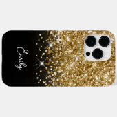 Coques Case-Mate iPhone Paillettes Noir et Or Glam (Verso (horizontal))
