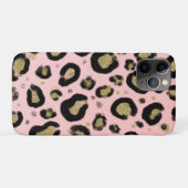 Coques Case-Mate iPhone Paillettes Or Rose et Imprimé Léopard Guépard Noir (Dos (Horizontal))