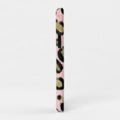 Coques Case-Mate iPhone Paillettes Or Rose et Imprimé Léopard Guépard Noir (Dos/Droite)