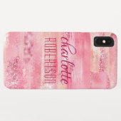 Coques Case-Mate iPhone Paillettes roses pour fille scintillement Nom pers (Dos (Horizontal))