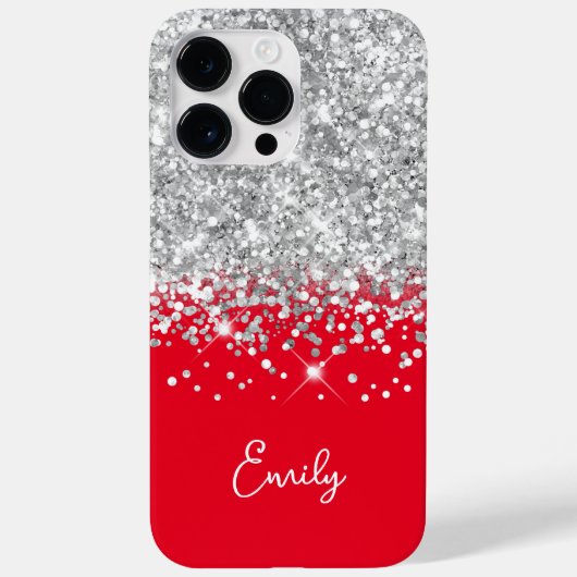 Coques Case-Mate iPhone Paillettes rouges et argentées Glam (Verso)