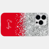Coques Case-Mate iPhone Paillettes rouges et argentées Glam (Verso (horizontal))